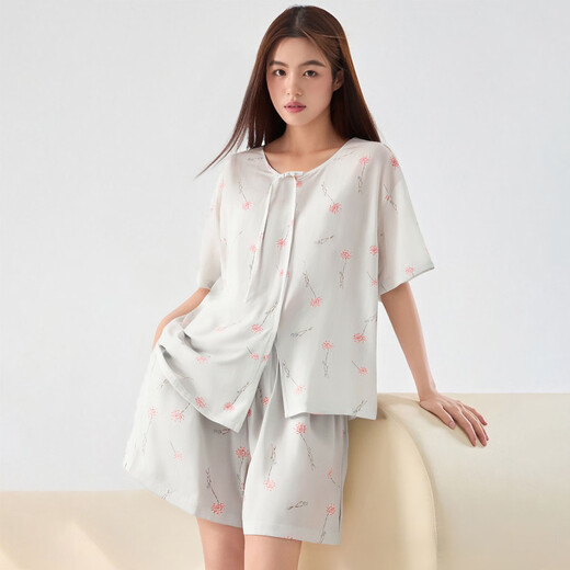 
Youkeshu pajamas Lacele Tensi Ladies Chinese style home new style suit pajamas women's style slim and can go out for summer Lotus gray L