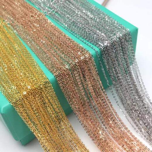 Fat Donglai's same style 18k gold necklace plain chain color gold women's rose gold single yellow L gold O-shaped chain au750 clavicle chain European-shaped thickened weight 1.2-1.4g, about 1.4 thick 18K yellow 45cm