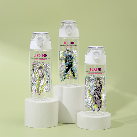 
Howwande JOJO's Wonder Adventure Peripheral Water Cup Boys Anime Two-dimensional Summer Plastic Straw Cup Male Student FF3523JOJO Straw Plastic Cup 580ml