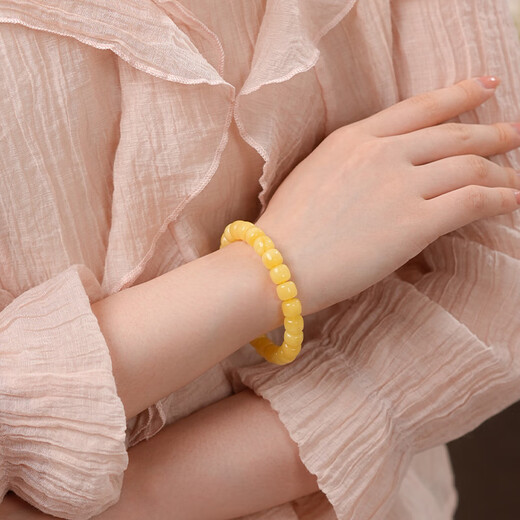 Dara (dara) Russian chicken fat yellow beeswax bracelets for men and women, about 11.8g, practical as a Chinese Valentine's Day gift for dad and elders