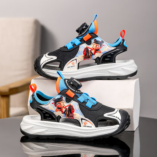 
Hongxing Tong Ke Boys Sandals 2025 Nezha Sports Sandals Men's Outdoor Baotou Anti-Kicking Casual Beach Shoes Black and Red/983/[Bao Too Anti-Kicking] Nezha 32 Inner length is about 20.4cm