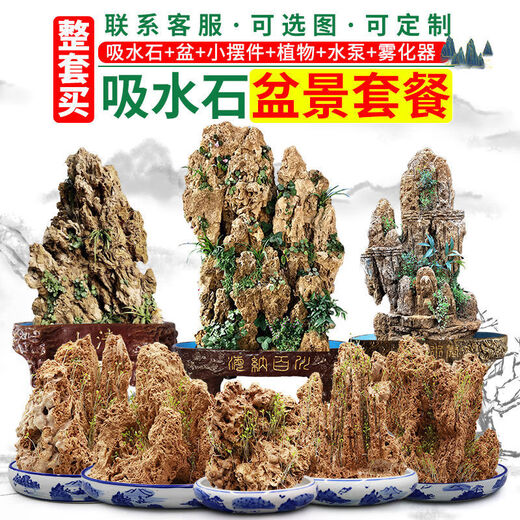 Water-absorbing stone 10-160CM natural water-absorbing stone raw stone water stone stone mountain bonsai rockery fish tank landscaping ornaments micro only stone 10-14 water-absorbing stone package