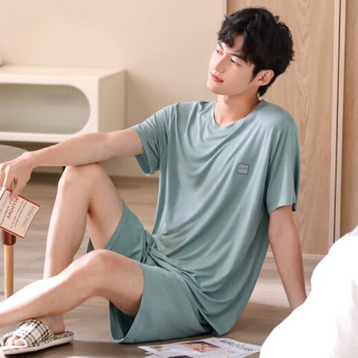 Sangqin Été décontracté grande taille pyjamas pour hommes à manches courtes de grande taille peut être porté à l'extérieur pour les jeunes élèves des vêtements à la maison hde9928 [coton] M
