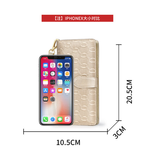 
Golden Fox (FOXER) cowhide women's wallet large capacity long card bag money ticket clip clutch coin wallet light luxury girlfriend birthday gift