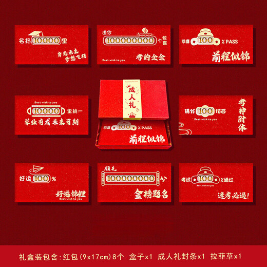 梓嘉福升学红包中高考成人礼镂空逢考必过金榜题名红包升学宴 2694镂空盒装+金榜题名贴条(8个/盒) 硬纸镂空红包-百元平放