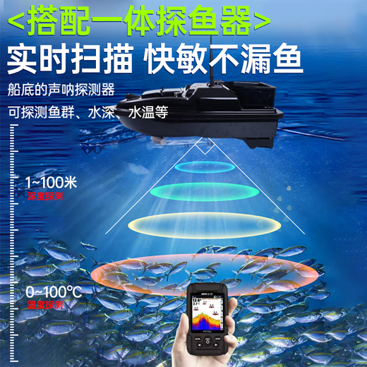 Maigoden 12V Nido de pesca de sonar Barco de alta potencia Barco remoto Barco de agua GPS Cooled de agua Pesca de pesca Barco remoto Descomunicador Automático GPS 30000MA *2 [Válvula solenoide + detector de pescado]
