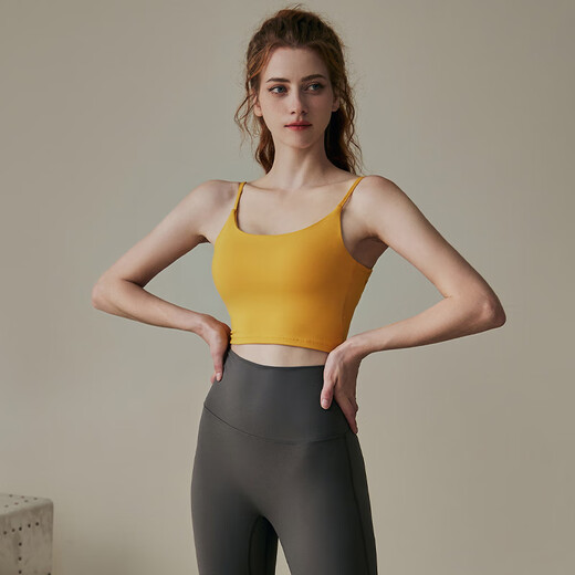 Duofanlian Sports Bra Women's Outerwear Running Top Fitness Vest Pilates Training Back Beautiful Yoga Wear Bra Honey Yellow Beautiful Back Model M