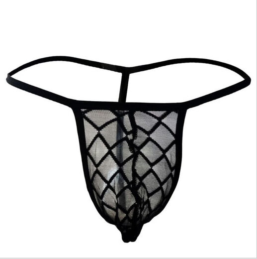 Men's Sexy Underwear Men's Special Thong Transparent Mesh T-Pants Showing Buttocks and Flirting Black M