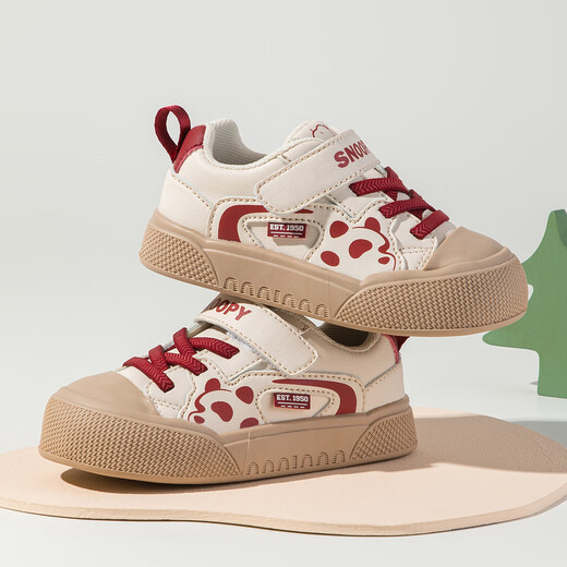 SNOOPY Snoopy children's shoes children's toddler shoes baby cute panda sneakers boys and girls sneakers 3877 rice red 25