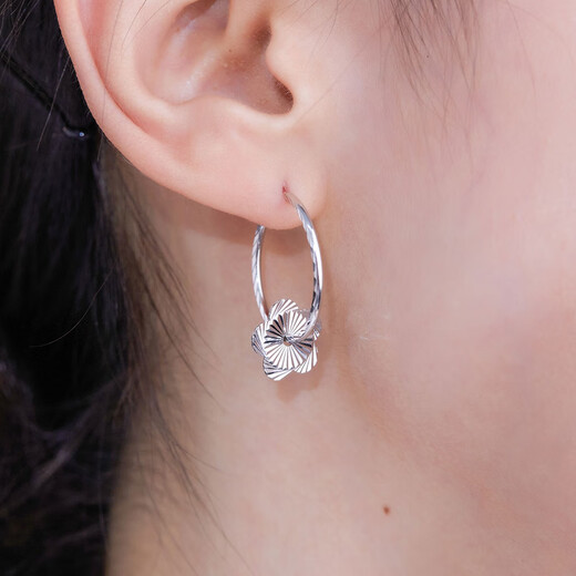 Meluxe platinum earrings for women, PT950 platinum flower earrings, birthday gift for girlfriend, wife, large version, about 3.43g