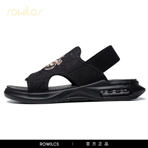 Rowilcs Marque brodée Sandales masculines 2025 Été Nouveau Sandals romains à la tendance pour hommes en améliorant la mode Sports Sports Chaussures Chaussures Black 38