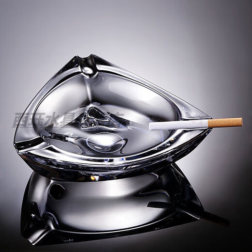 Xijue Creative European Modern Thick Crystal Glass Large Ashtray Fashion Personality Living Room Office Ashtray Ornament Triangular Noble Gray 17cm