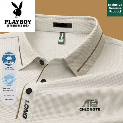 Футболка с длинными рукавами высокого класса Playboy 2025 Весна и осень-осенью тонкая лацканая базовая рубашка для базы папы среднего возраста.