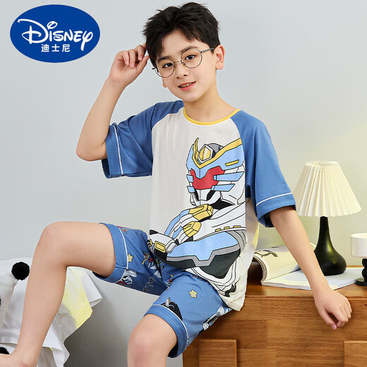 Yihou Children's Pure Cotton Boy Pajamas Summer Short Sleeve Egg Cartoon Handsome Little Boy Set Thin Home Clothing Big Children 6636# 170 12 size Height (120-130cm)