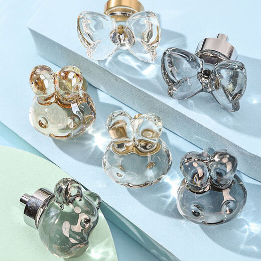Französisch Licht Luxus Kristallpaarung Ei Transparent Kaninchengriff Schrankgarderobe Türgriff Tier Champagner kleiner Griff T2694 Transparenter Schmetterling