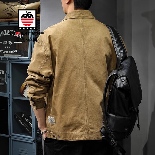 AEMAPE2025 Spring and Autumn New Casual Lapel Jacket Jacket Men's High-end Handsome Men's Detroit Cotton Workwear Top 6085 Dark Gray Regular XL Recommendation 140-160Jin Jin equals 0.5 kg