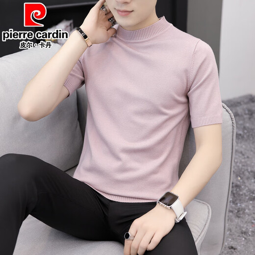Pierre cardin short-sleeved sweater men's Korean V-neck spring and autumn trendy bottoming shirt for young slim fit 2025 new half-sleeved sweater 9902 beige M