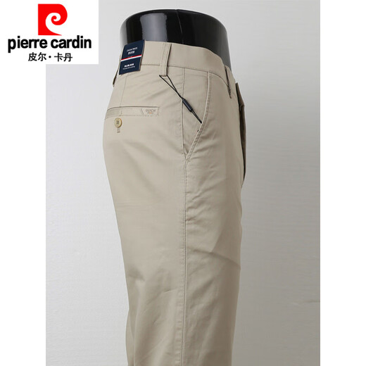 Pierre cardin 2025 original single men's casual pants summer thin pure cotton loose straight solid color business trousers men's trousers new light khaki 6625-2 33
