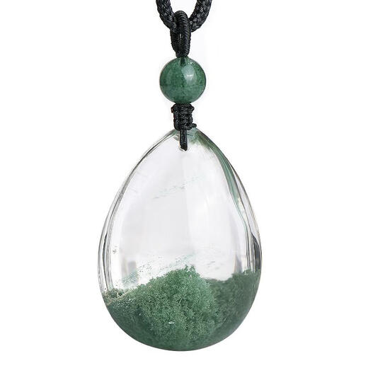 Natural green ghost pendant authentic Brazilian old mineral materials treasure pot pyramid green ghost necklace pendant certificate 13794 Caiyuan Guangjin