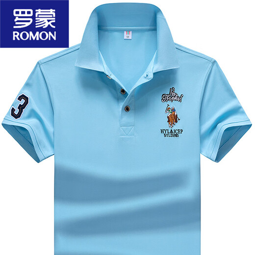 罗蒙（ROMON）夏季polo衫短袖T恤男翻领商务半袖宽松大码男装上衣t透气 733桔红色 M 体重90-110斤