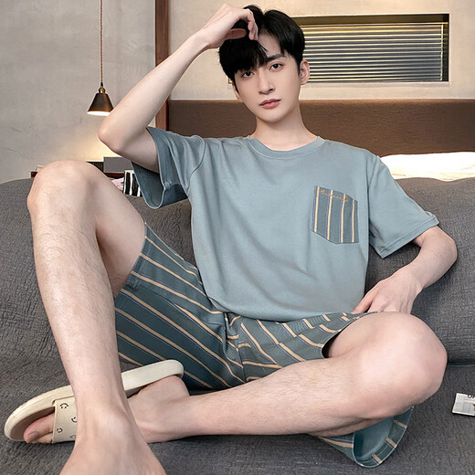 Yalu pijamas verano algodón puro algodón puro ropa de manga corta al estilo para hombres y adolescentes de verano estilo verano de gran tamaño hde-9928 l