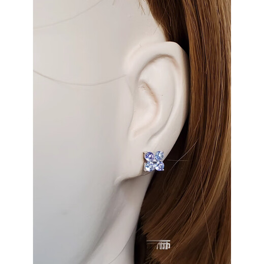 DL 1998 Fat Donglai quality tanzanite stud earrings shiny hydrangea natural cluster four-leaf clover silver screw earrings I only want one