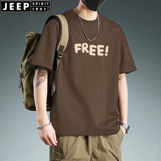 Jeep Spirit Heavy Gewicht reine Baumwolle kurzärmeliges T-Shirt für Herren Sommer-Ins Trendy Marke LOSSLOSE VERSATILE DRUCKETZUNG FORTSCHLUSSBEHALTEN UND CLASSIGKEITSELNELD T-SHIRT WHITE-1585-UNTER/HELLEL-100% RUISER Baumwolle [Empfohlen 90-15jin [Jin gleich 0,5 kg]]