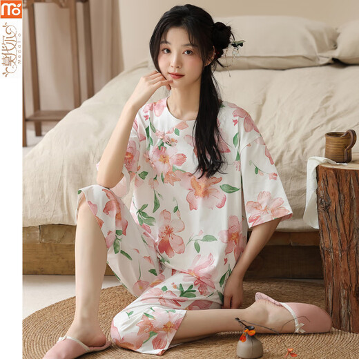 Modal pajamas for women in summer 2025 new Chinese style short-sleeved suit cropped pants for casual thin style Y9902 M