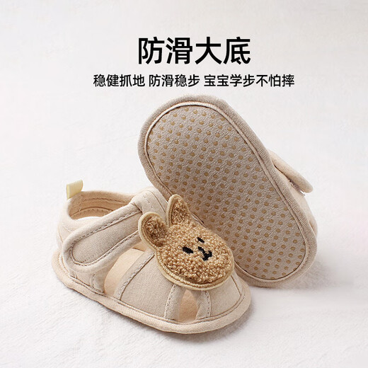 JOYNCLEON baby toe-cap sandals summer soft sole breathable baby boy toddler shoes 0-6-12 months baby girls cloth shoes cloth bottom rabbit sandals 11.5 cm inner length