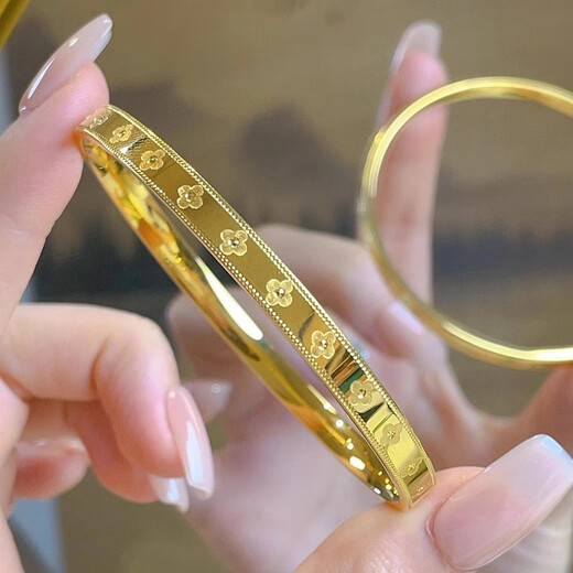 CAOX gold-plated women's bracelet new 18k gold classic four-leaf clover bracelet solid temperament bracelet 999 for girlfriend 6mm58