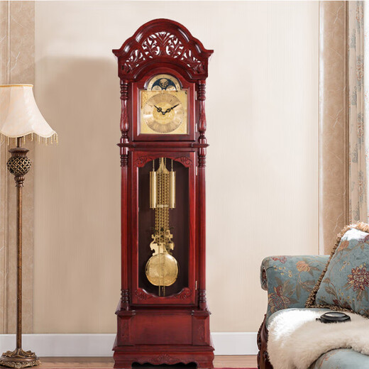 Honghe floor clock living room European watch solid wood pendulum clock simple mechanical retro high-end light luxury high-end household clock 9922 mahogany color rich flowers bloom Polaris 31-day movement