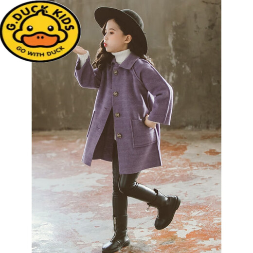 G.Duckkids Girls Двустороннее шерстяное пальто весна, осень и зима 2024 г. Новые детские осенние шерстяные шерстяные кашемировые кашемиро