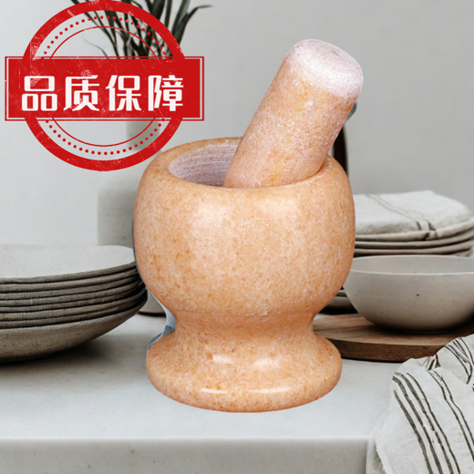 Meikejie Natural Marble Garlic Pounding Artifact Household Manual Garlic Pounding Machine Garlic Pounding Machine Garlic Jar Pounding Garlic Press Bowl Garlic Mortar Big Sale Red Stone Hammer (Suitable for Home)