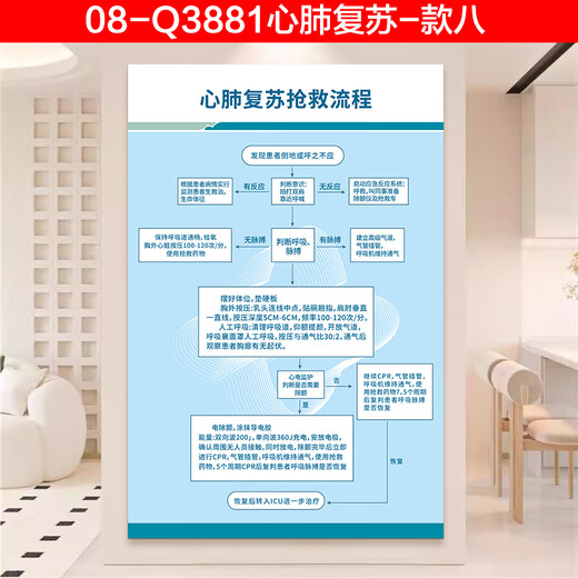 ͏⁩⁠͏⁩⁠姒桀海姆立克急救法婴儿挂图墙贴海报画儿童心肺复苏家用安全知识墙贴 Q3881心肺复苏 款8【40x60cm木质