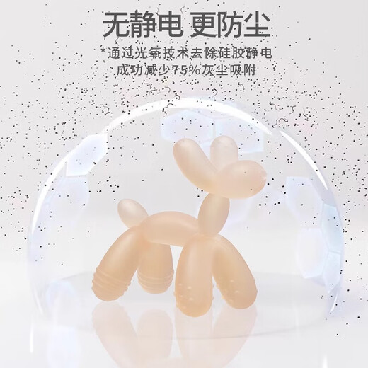 Balloon dog teether baby teething stick anti-eating baby silicone bite glue soothing small toy food grade baby teether - blue + beige 1 pack