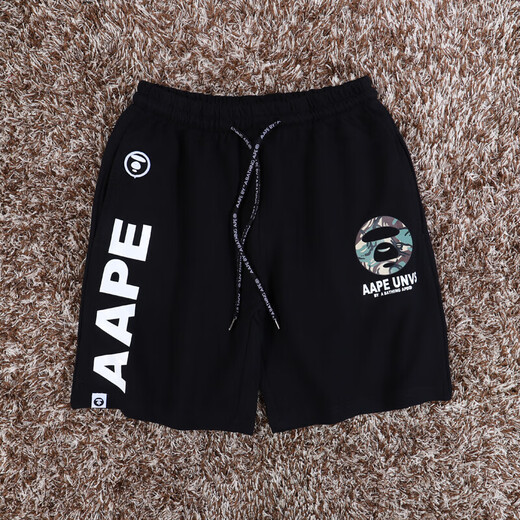 AAPA Camuflage Ape Cabeza de algodón pantalones cortos de algodón para hombres y mujeres Summer Fashion Marca suelta Pantalones de cinco puntos Pantalones deportivos 833# Black M 80Jin [Jin equivale a 0.5 kg] ~ 120jin [Jin equivale a 0.5 kg]