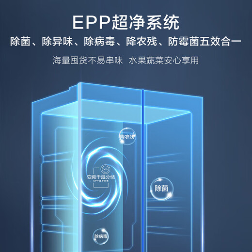 Haier Hejing series 483L French style multi-door refrigerator ultra-thin zero-embedded air-cooled frost-free smart WiFi first-level dual-frequency EPP ultra-clean oxygen-blocking dry and wet storage WGHFDB9W1U1 483L multi-door + active sterilization + ultra-thin zero-embedded + white smoke grosgrain