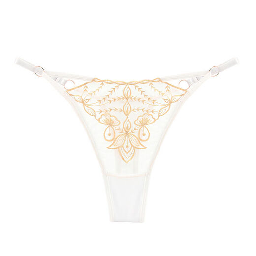 New sexy underwear French lady embroidered sexy underwear women's delicate mesh cotton crotch hollow thong white one size fits 80-150Jin Jin equals 0.5 kg
