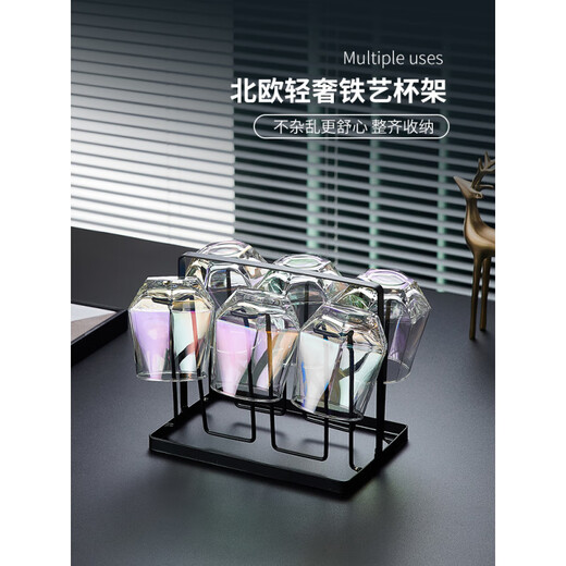 Sensitive glass cup ins style home simple living room drinking water creative internet celebrity beer mug tea cup set transparent hexagonal cup 6 pieces + transparent diamond pot + simple