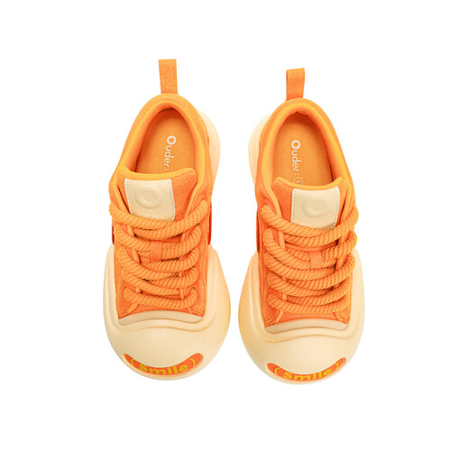 
Ouder smiler canvas shoes for women round toe ugly cute newbies shoes thick sole height and low top casual big toe shoes Orange soda 34