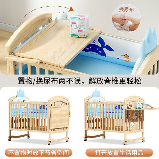 Mesa de cuidado de cuna de SMVP, mesa de pañales multifuncional recién nacido, ropa de bebé y mesa táctil, la mesa de cuidado de la cama grande de troncos solo es adecuado para esta tienda