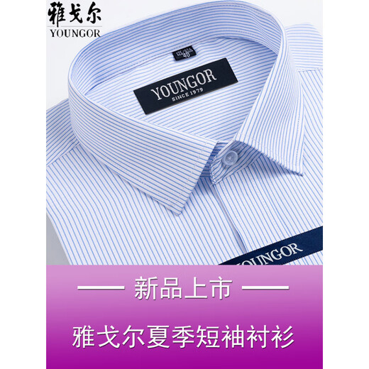 Gy Yagel Herren kurzärmeliges Hemd Summer Business Casual Professional Formale Kleidung Baumwolle kostenlos mit großer Größe im mittleren Alter mit Kurzärärmern DX6624 43 43