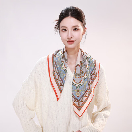 
Hangzhou Silk Road Pure Wool Scarf Women's Worn Sweet Wool Air Conditioning Shawl Birthday Mom Teacher's Day Gift Exotic Style-Blue Orange