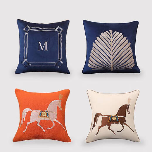 Leichte luxuriöse Wohnzimmersofa Kissenmodellraum Weiche Möbelkissen orange gestickte Pferdehöfe Kissen Kissen Kissenkissen enthalten keinen Kern Orange My679 (45*45 cm) Kissenkissen Kissenkoffer nicht enthalten