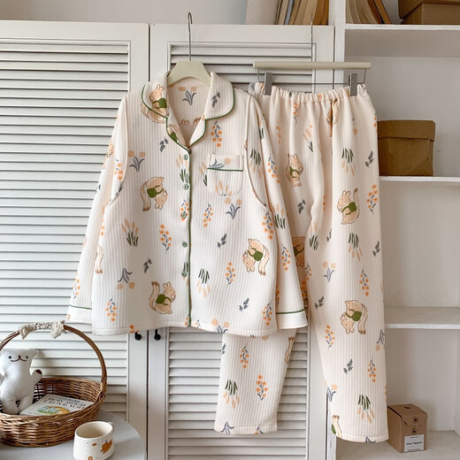 空气棉月子服秋冬季产后喂奶衣孕妇保暖产妇哺乳可外穿家居服套装 AB6227 XXL码（建议150-170斤）