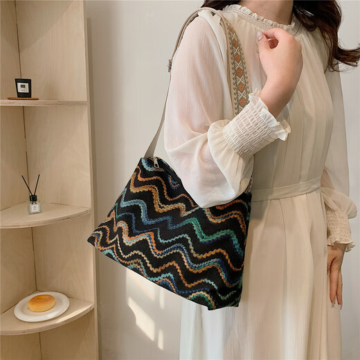 Neuer Eimer Segel Strickbeutel Premium -Tasche Pendelung 2025 große Kapazität Crossbody Bags -Klassen -Umhängetasche Schwarz