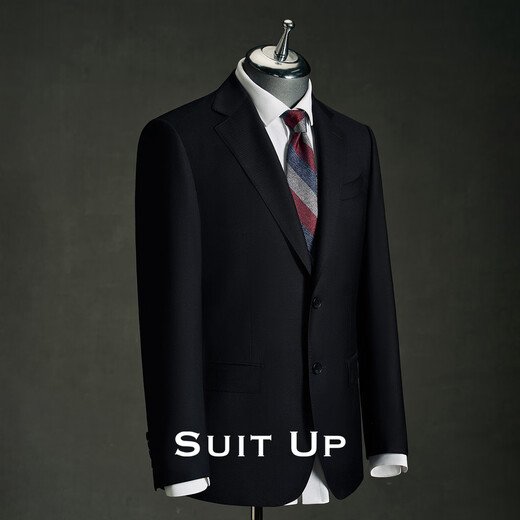 Hueta 100% wool suit men's suit groom wedding engagement formal dress high-end business casual professional suit black single suit jacket M 46A