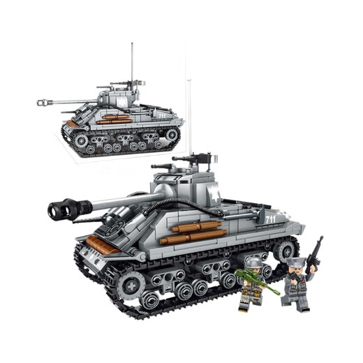 Lego Friends Military Series World War II Tank Building Blocks Small Particle Assembly Armored Vehicle Toys Children's Gift 66077-Tiger King Tank [853PCS]