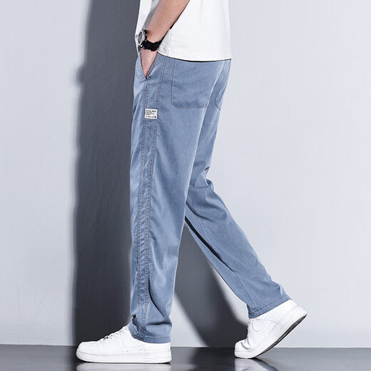Pang Donglai DL casual pants men 2024 new fashion brand straight loose men's pants Tennis wide-leg men's long pants men's summer thin style HJ1048 black + HJ1048 light blue L [29-30 sizes]