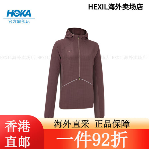 Hoka One One Frauen gewebter halbzipper Kapuze-Jacke Skyglow Halbzip Outdoor transparent Rauch Quarz Farbe L Rauch Quarz Farbe m eins Größe